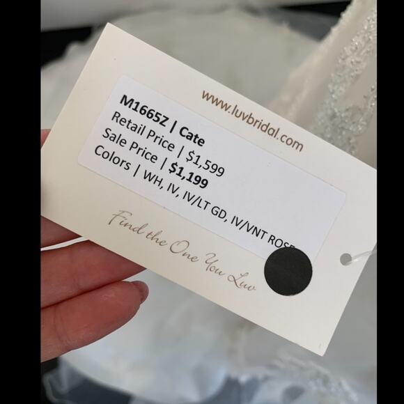 Mia Solano ‘Cate’ Ivory Beaded V Neck Backless Wedding Dress Size 6 - Picture 6 of 9